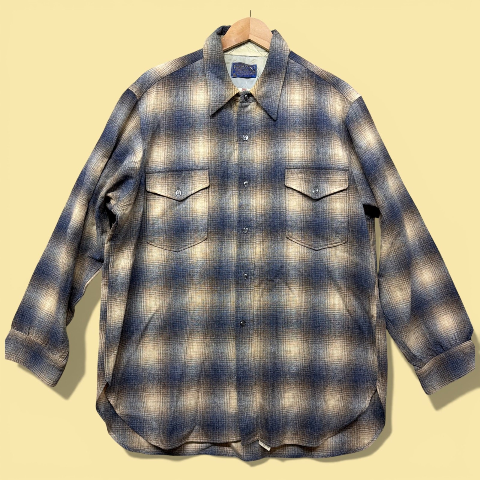 Vintage Pendleton Shadow Plaid  70s Wool Button D… - image 1