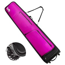 Wheeled Ski Bag for Air Travel, Padded Waterproof Ski Gear Bag Fits 175 Purple