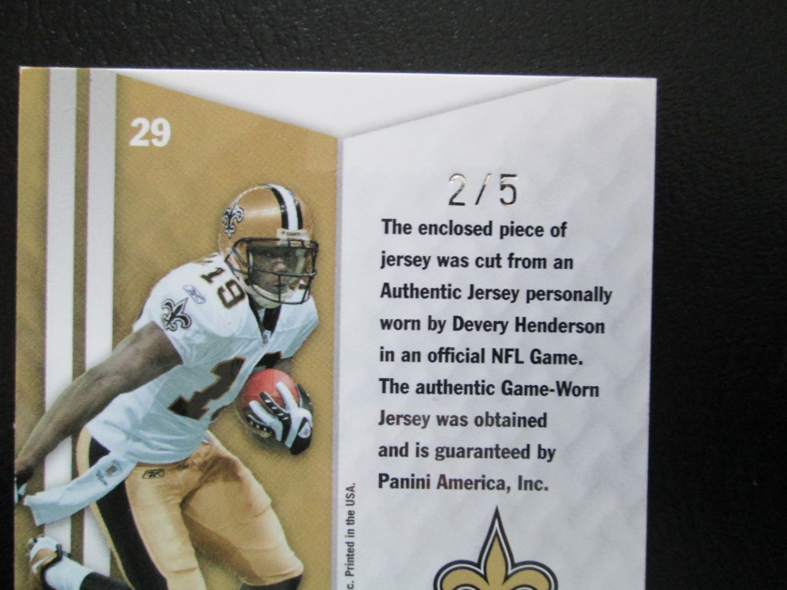 DEVERY HENDERSON 2010 EPIX GAME USED PRIME REEBOK JERSEY PATCH CARD #2/5 view 6