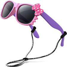 Kids Sunglasses for Girls Boys with Strap Polarized UV Protection Flexible Rubbe