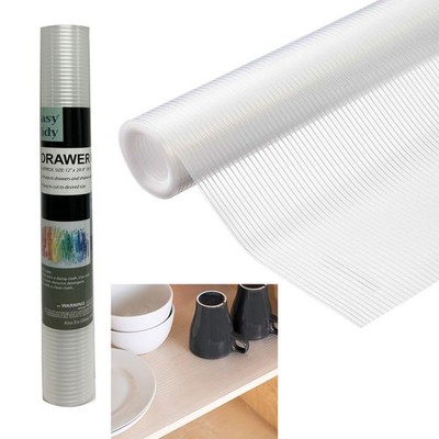 1 Roll Clear Ribbed Shelf Drawer Liner Cover 12''X30'' Non Slip Cushion Grip Mat