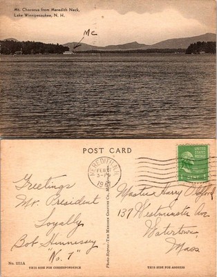Mt Chocorua Meredith Neck Lake Winnipesaukee NH Vintage Postcard 1 Cent Stamp