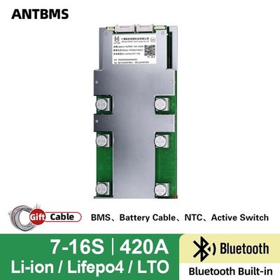 ANT BMS 7-16S Li-ion Lifepo4 LTO Battery Smart BMS 24V 36V 48V 60V 420A with BT
