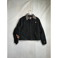 Vintage Carhartt Arctic Detroit Jacket Black Duck Canvas Paint Distressed 7658