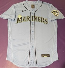 Authentic Seattle Mariners Blue Alternate Nike Elite On-Field Pro Cut Jersey 48