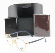 NEW PERSOL P 1007-V 515 GOLD DUSTY BLUE ROUND AUTHENTIC FRAMES EYEGLASSES 53-20