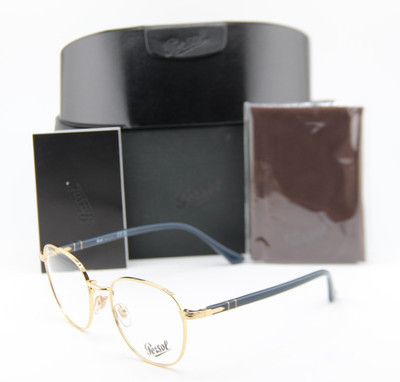 NEW PERSOL P 1007-V 515 GOLD DUSTY BLUE ROUND AUTHENTIC FRAMES EYEGLASSES 53-20