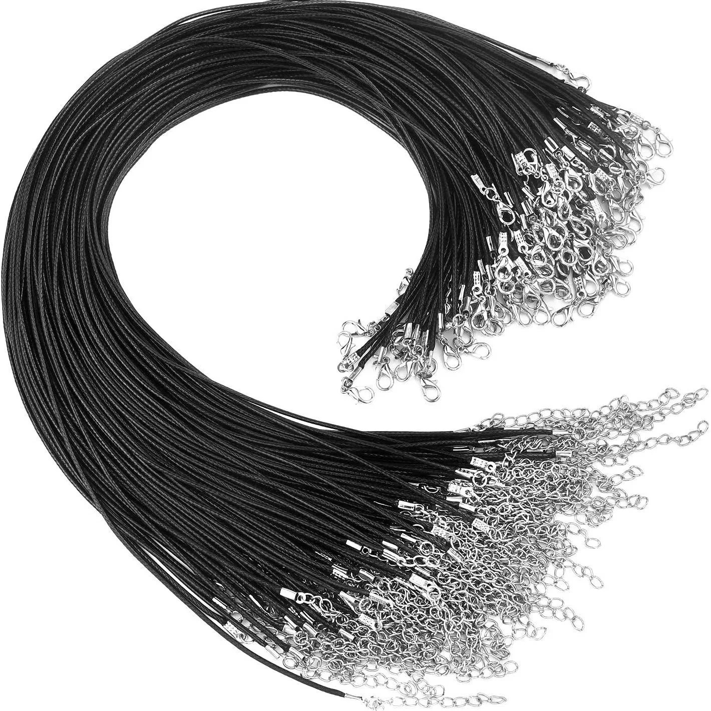 50PCS Black Waxed Necklace Cord for Jewelry Making Braided Leather Rope Chain US - second product detail image