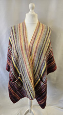 Roman Multi Colour Boho Knit Cape Cardigan One Size Oversized Lightweight Wrap