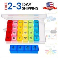 Weekly Pill Organizer 4 Times a Day, Medicine Organizer Box, Travel Daily Pil...