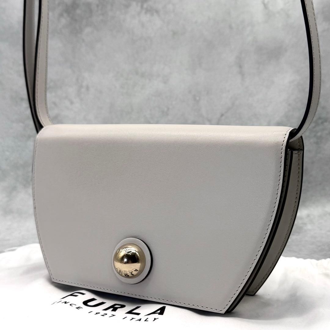 FURLA Sfera Shoulder Bag Leather Crossbody Marshmallow Color Authentic