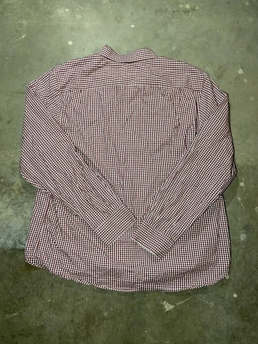 Nautica Wrinkle Resistant Shirt Men's XL Red Gingham Check Button Down image 7