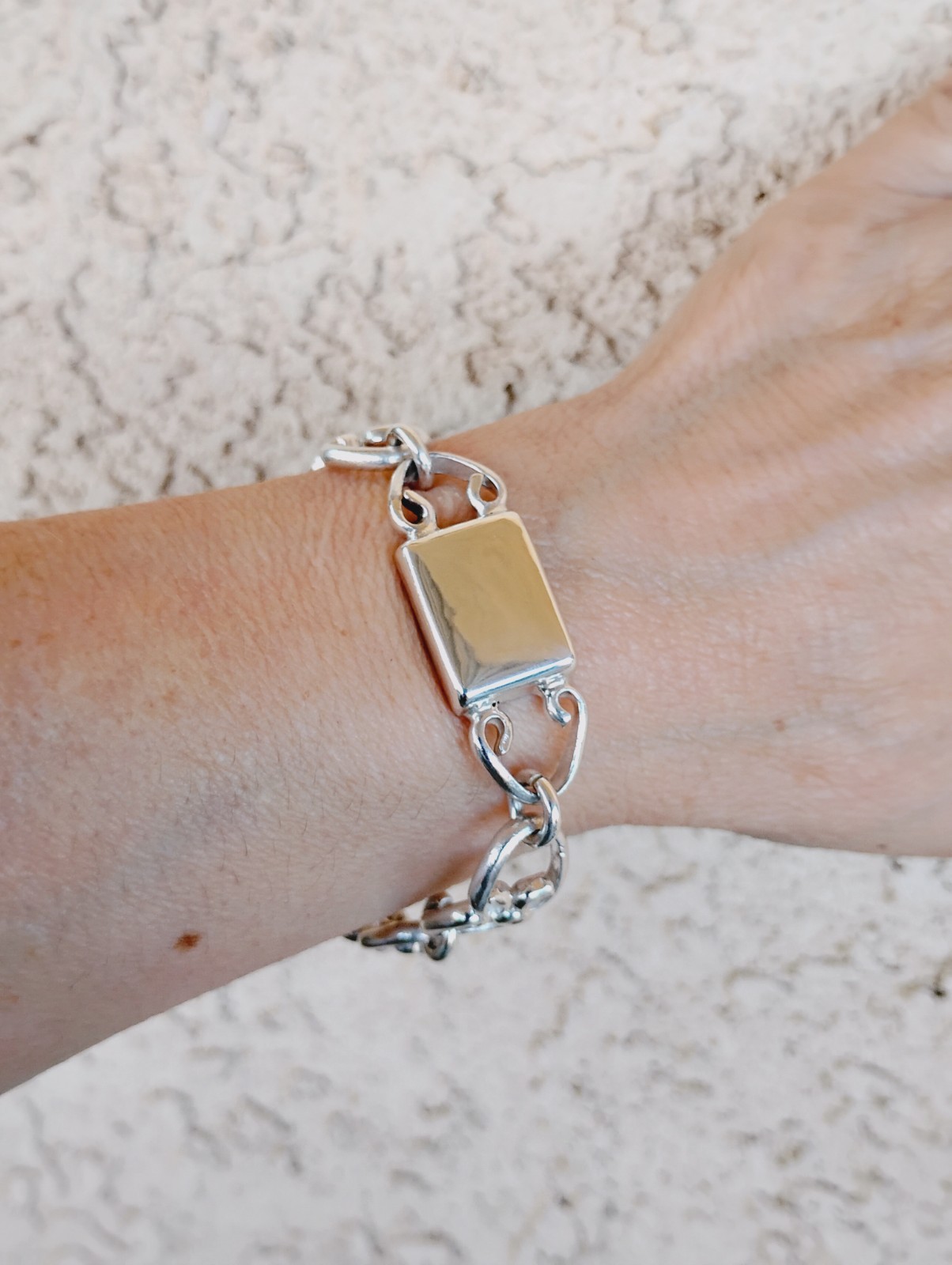 Sterling Silver Scroll-Link Toggle Bracelet Engra… - image 13