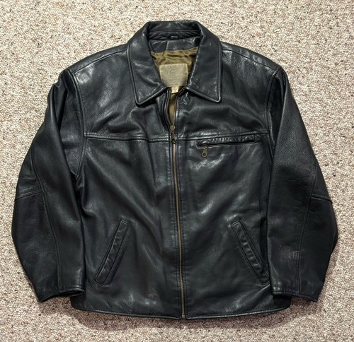 Vtg Georgetown Leather Design Biker Bomber Jacket. Size M