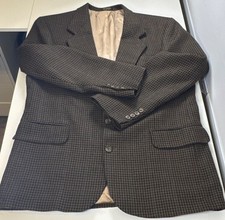 Vintage Oscar de la Renta Mens Houndstooth Sport Coat Brown/Black 2-Button Sz 44