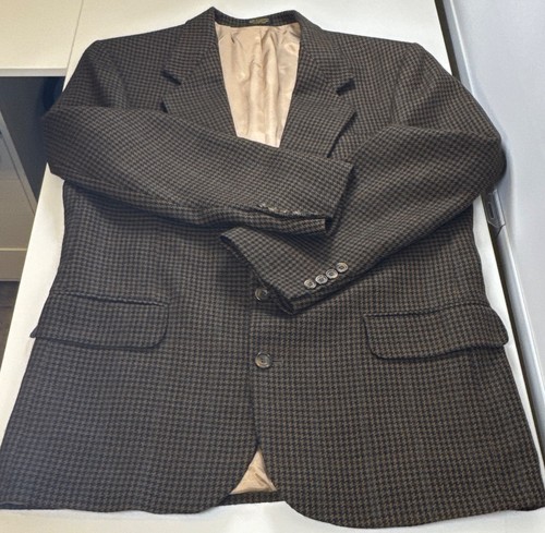 Oscar de la Renta, Cappotto sportivo vintage Oscar de la Renta uomo pied de poule marrone/nero 2 bottoni taglia 44
