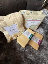 Primark Pinsonic Double Bed Bundle Duvet Set,4pillow Slip,throw,fitter Sheet BN