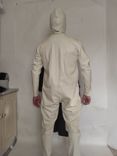 Weiß Latex gummi  Catsuit Overall Outfit unisex STARKE 0,8mm M L XL 2XL 3XL 4XL