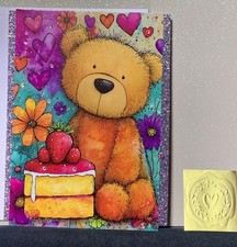 Happy Birthday Card! Sprinkles on Top! Colorful! Fantasy Teddy Bear Cake!