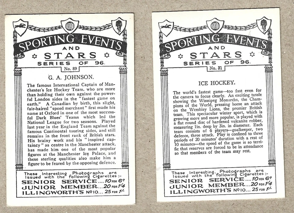 1935 Pattreioeux Sporting Event & Stars - Ice Hockey #'s 31 & 89 - Image 2 of 2