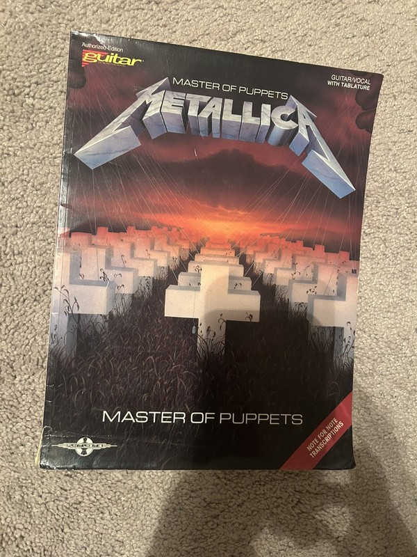 Metallica Master Of Puppets Guitar /Vocal Sheet Music Book With Tablature