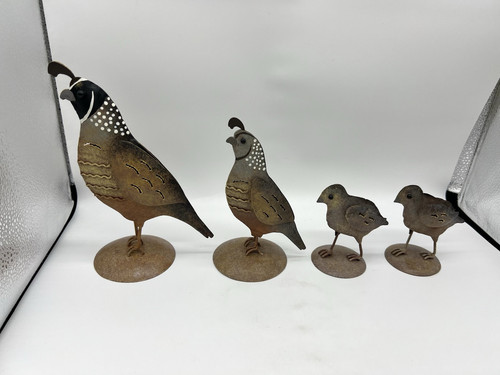Hand Made and Painted Metal Quail Family Home & Garden Decor - Picture 1 of 17