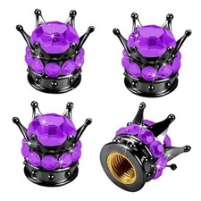 4PCS Bling Tire Valve Stem Caps, Crown Tire Valve Stem Caps, Attractive Purple