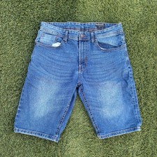 Buffalo David Bitton Evan-X Mens 33x11 Blue Denim Shorts Medium Wash Faded Y2K