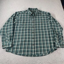 Woolrich Shirt Mens XL Green Plaid Cotton Button Down Collar Flannel Pockets