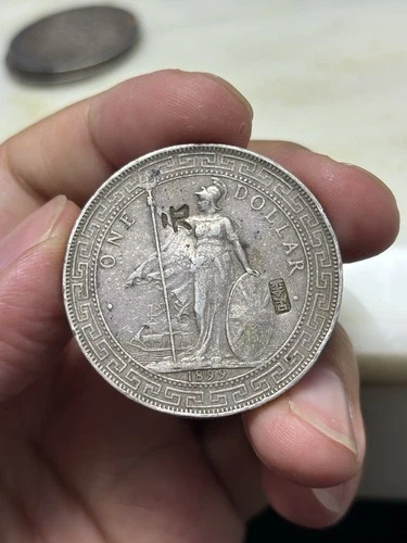 1901 British Hong Kong Trade Dollar Silver Coin Chopmarked