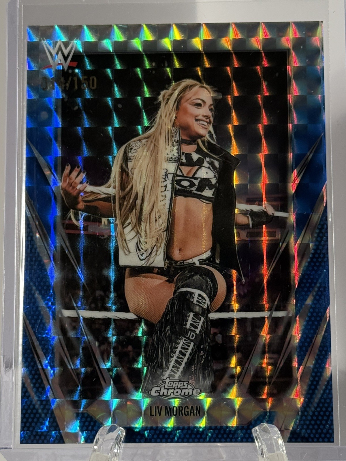 2026 Topps Chrome WWE #17 Liv Morgan Blue Geometric #d /150