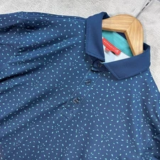 Redvanly Polo Shirt Men's Medium Blue Golf Performance Stretch Casual Golfer AOP