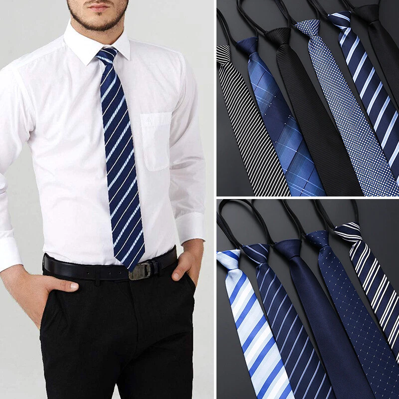 Mens Ties Casual Zipper Neck Ties Professional Formal Shirt Striped Business Tie