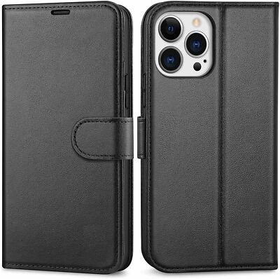 SCHWARZE GELDBÖRSE KARTENFACH STÄNDER HÜLLE FÜR Apple iPhone XR/11/12/13/14/15/16e/16/17