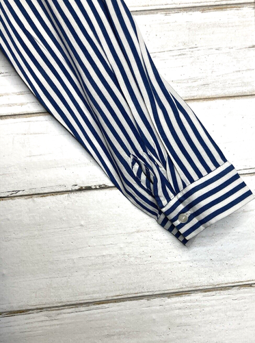 Forever 21 Women's Blue & White Stripe Long Sleeve Button Down Shirt Dress Small - Bild 3 von 7