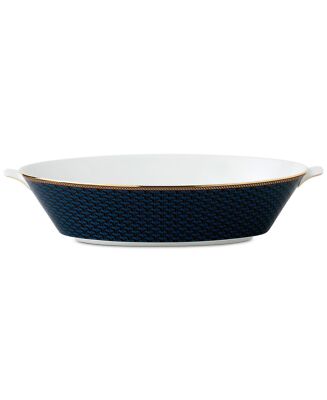 Wedgwood Byzance Oval Serving Bowl- 13.4 , Navy