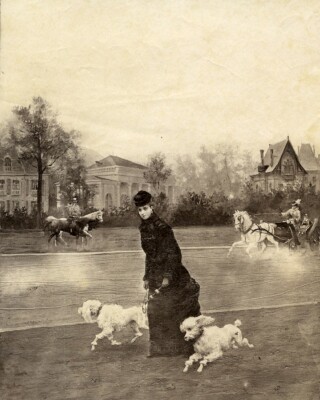 Arts Painting by Poirson Elegante au Bois de Bologna Old Photo 1880