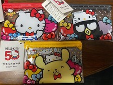 Sanrio Characters Flat Pouch Set of 3 Hello Kitty 50th Anniversary Daiso Japan