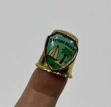 ORT Florida Gold Metal Thimble Daytona Beach Sailboat Island Palm Tree