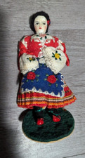 Vintage 5" Handmade Cloth Folk Art Doll Girl Woman