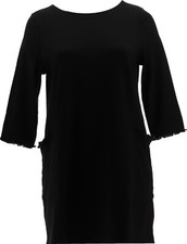 Susan Graver Weekend Washed Terry Shift Dress Black S NWOT 775