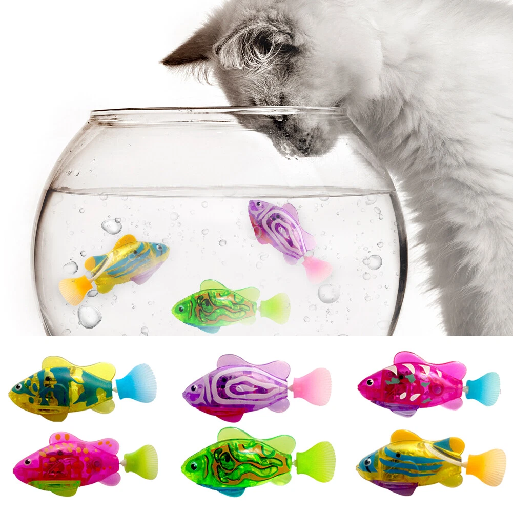 Electric Fish Cat Toy Fish Cat Interactive Toy with Light Water Swimming  Robot