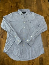 Euc Mens Ralph Lauren Custom Fit long sleeve button up blue plaid cotton size M