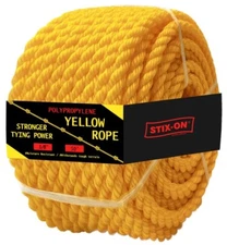 50 ft Twisted Polypropylene Rope 3/8" Yellow Poly Pro Cord