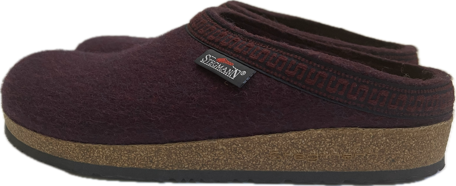 SAOLA Stegmann Zoccolo Uomo in Feltro di Lana Suola in Sughero Magenta Scuro Taglia Donna 11