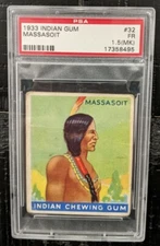 1933-40 Goudey Indian Gum Massasoit PSA 1.5 FR (MK- mark) #32 (BLUE Variation)