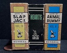 Vintage LOT of 3 Card Games: Slap Jack, Animal Rummy, Hearts - Russell Peter Pan