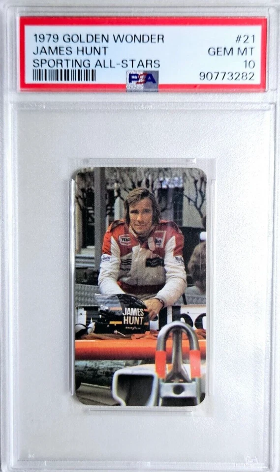 1979 Golden Wonder All-Stars #21 James Hunt F1 Racing Card PSA 10 Gem Mint - Image 3 of 4