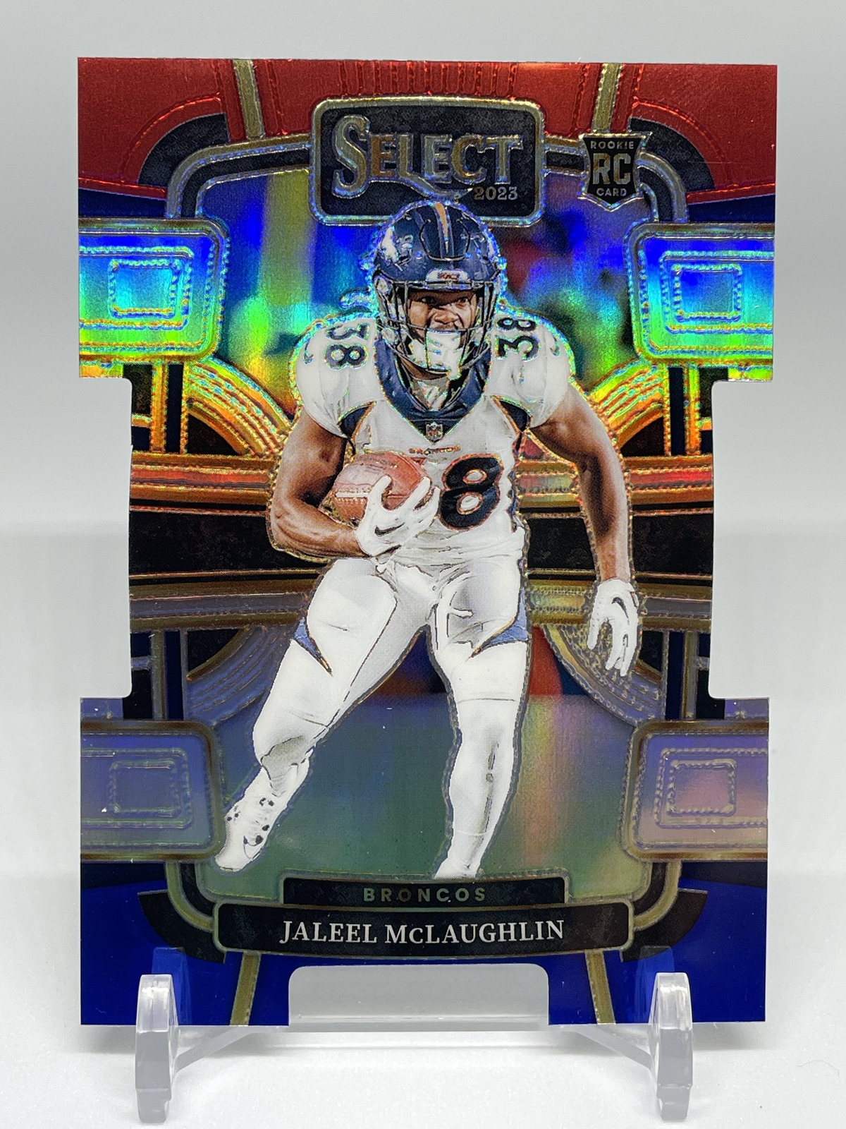 2023 Panini Select #32 Jaleel McLaughlin Red and Blue Prizms Die Cuts