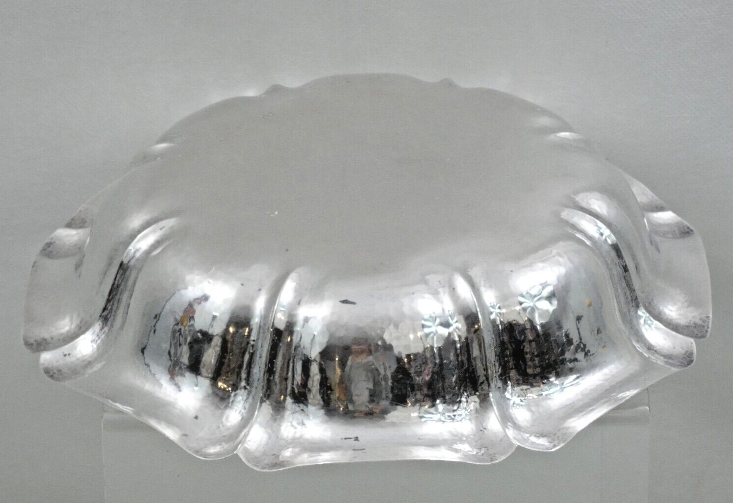 FINE 800 SILVER MODERN FRUIT BOWL HAND WROUGHT / HAMMERED Italy  (not sterling )